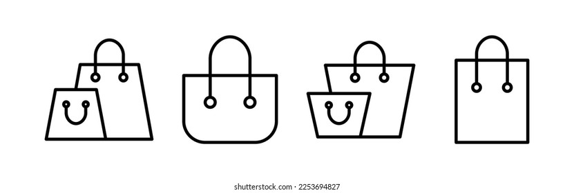 Vector de iconos de bolsas de compras para aplicaciones web y móviles. signo de compra y símbolo