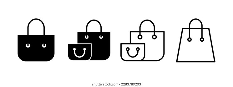 Vector de iconos de bolsas de compras para aplicaciones web y móviles. signo de compra y símbolo