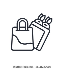 shopping bag icon. vector.Editable stroke.linear style sign for use web design,logo.Symbol illustration.