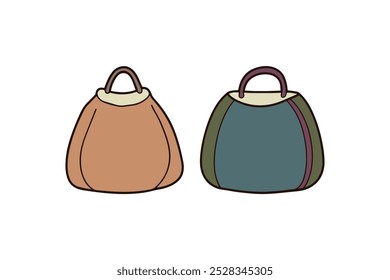 Shopping bag icon – Village grocery shop cloth bag clipart for market and eco-friendly illustrations