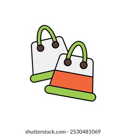 Icono de bolso de compras con fondo blanco Ilustración de stock de Vector