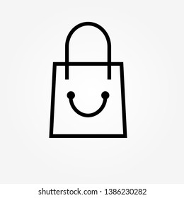
shopping bag icon.Happy bag. Store icon. Card wish of buyer. Vector illustration.