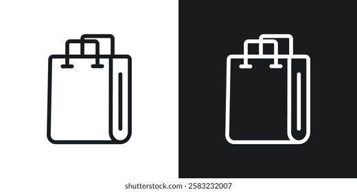 Shopping bag icons in black and white liner strokes for web design.