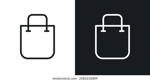 Shopping bag icons in black and white liner strokes for web design.