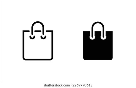 Shopping bag icons button, vector, sign, symbol, logo, illustration, editable stroke, flat design style isolated on white linear pictogram