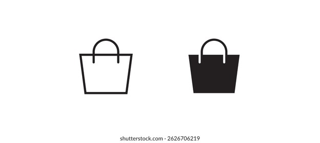 Shopping bag icons button, vector, sign, symbol, logo, illustration, editable stroke, flat design style isolated on white linear pictogram