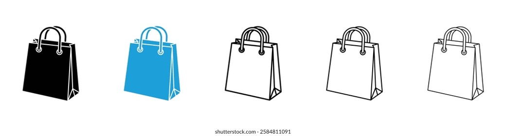 Shopping bag icons collection vectors in black and blue