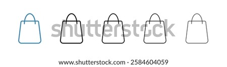 Shopping bag icons in five different stroke sizes