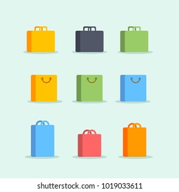 Shopping bag icons. Flat design. Vector illustration.  