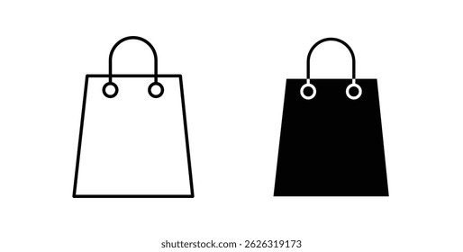Shopping bag icons in flat solid and thin line style