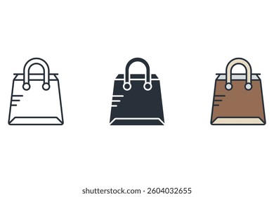 shopping bag icons isolated on White Background. Flat style design
