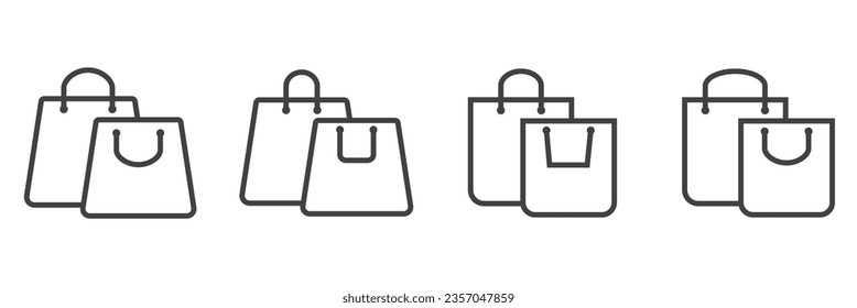 Shopping bag icons line design, store vector icon, Shopping bag illustration sign collection. Shop pacage symbol. Shopping logo, Set line Earring, Shopipng E-Commerce Icons, 