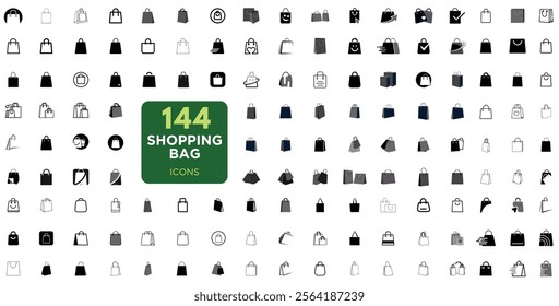 shopping bag icons, a list of shopping bags, Shopping Bags Icon Ideal for Retail Marketing.