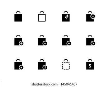 Shopping bag icons on white background. Vector illustration.