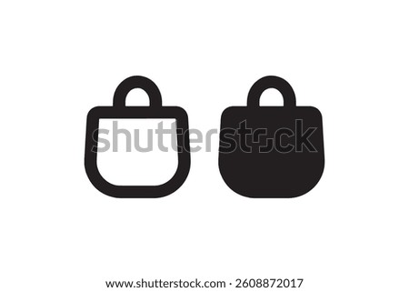 Shopping bag icons in outline and solid style Vector