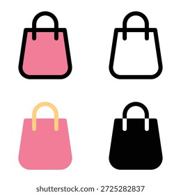 Iconos del bolso de compras para el comercio minorista y electrónico Conveniente para los App móviles, los App del Web y los medios impresos. Múltiples iconos de estilo, 