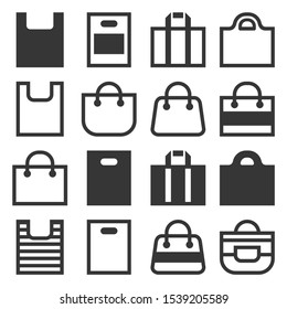 Shopping Bag Icons Set on White Background. Vector