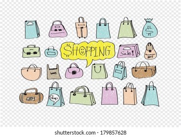 Shopping bag icons set  on transparent background