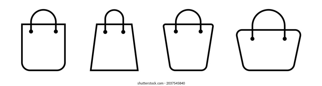 Shopping bag icons set. Outline shopping bag. Vector EPS 10