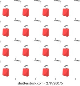Shopping bag icons set. Sale seamless background.
