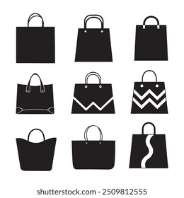 Shopping bag icons set silhouette vector on a white background