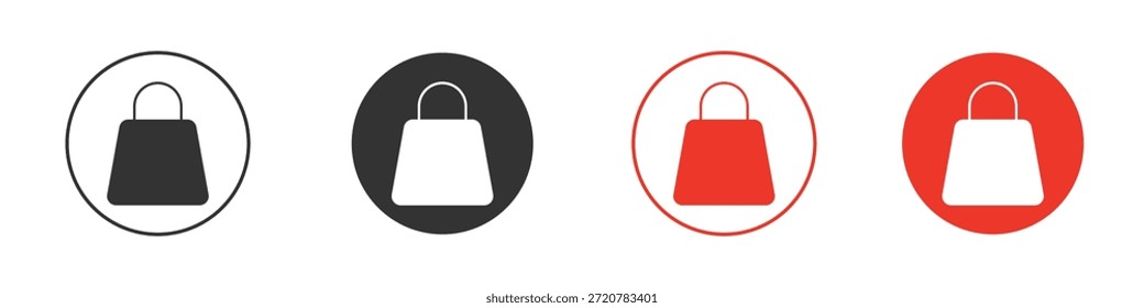 Ilustración vectorial plana simple de la silueta de los iconos del bolso de compras