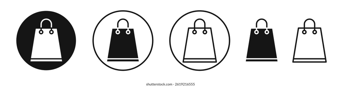 Shopping bag icons in solid black and outlined style