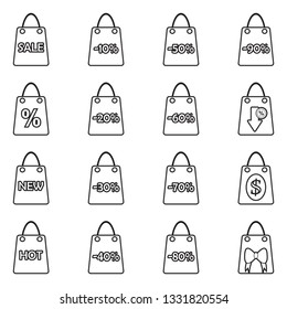 Shopping Bag Icons. Thin Line Design. Vector Illustration.