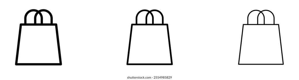 Shopping bag icons in tree different stroke sizes