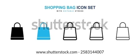 Shopping bag icons vector collection in black and blue colors on white background
