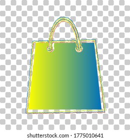 Shopping bag illustration. Blue to green gradient Icon with Four Roughen Contours on stylish transparent Background. Illustration.