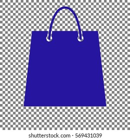 Shopping bag illustration. Blue icon on transparent background.