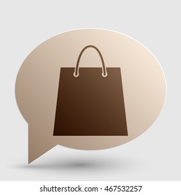 Shopping bag illustration. Brown gradient icon on bubble with shadow.