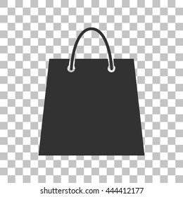 Shopping bag illustration. Dark gray icon on transparent background.