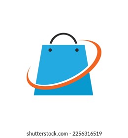 Ilustración de la bolsa de compras logotipo vector plantilla de diseño plano