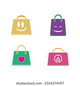 Shopping bag illustration logo vector flat design template