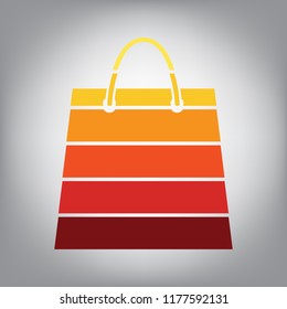 Shopping bag illustration. Vector. Horizontally sliced icon with colors from sunny gradient in gray background.