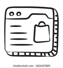 Bolsa de compras dentro de la página web, moderno vector lineal del sitio web de compras 