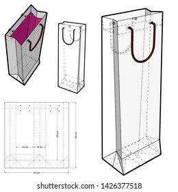 Shopping Bag (Internal measurement 12 x 8 + 35cm) and Die-cut Pattern. The .eps file is full scale and fully functional. Prepared for real cardboard production.