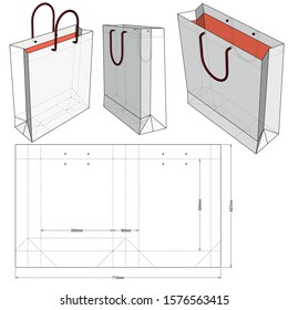 Shopping Bag (Internal measurement 35  x 25 + 9cm) and Die-cut Pattern. The .eps file is full scale and fully functional. Prepared for real cardboard production.