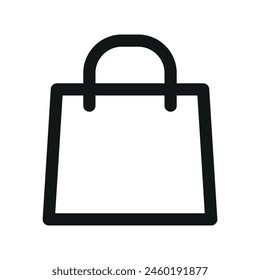 Icono aislado del bolso de compras, ícono vacío del Vector del contorno del bolso de compras con el trazo editable