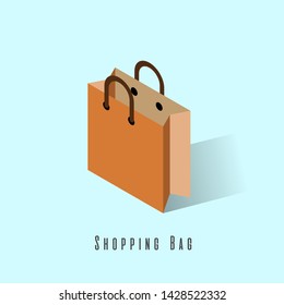 Shopping bag isometric concept design vector illustration.