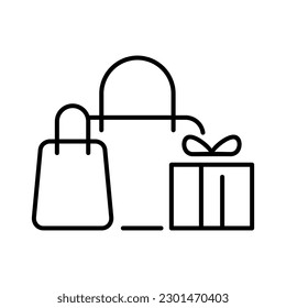 shopping bag item thin line outline Icon button