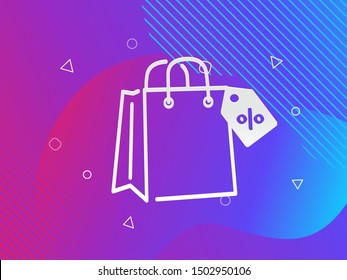 Shopping bag with label on a modern colorful background.