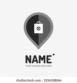 Shopping bag and label. Vector logo design. Business concept icon.