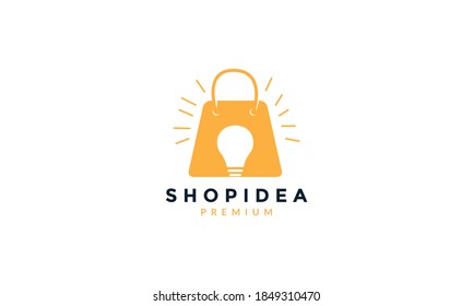 bolsa de compras con idea de lámpara logotipo creativo icono de diseño icono vectorial