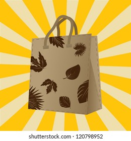 Shopping bag with leaf silhouettes design