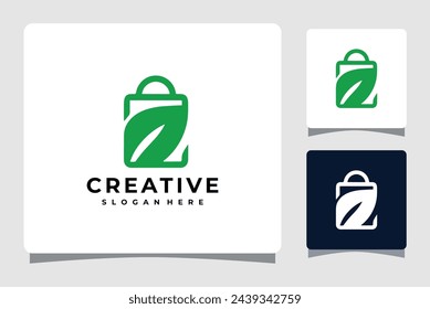 shopping bag with leaves Logo Design Inspiration