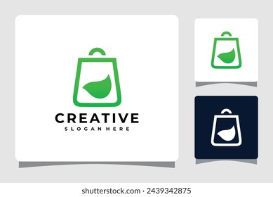 shopping bag with leaves Logo Design Inspiration