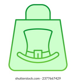 Shopping bag with Leprechaun hat gradient line icon. Top hat on package outline style pictogram on white background. St. Patricks day gift for mobile concept and web design. Vector graphics